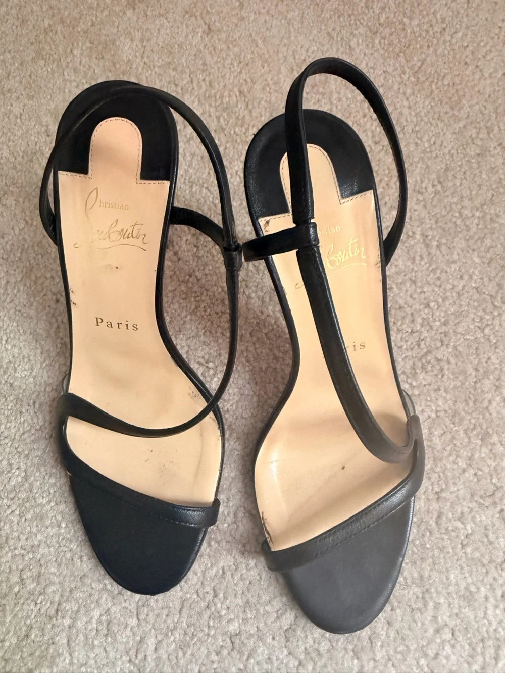 Christian Louboutin Black Strappy Leather Heels